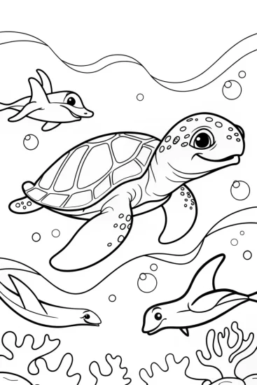 A coloring page of Rainbow Under the Sea Adventure Coloring Page