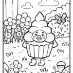 Cupcake Chic in the Enchanted Garden Coloring Page