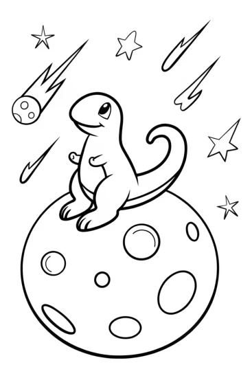 A coloring page of Charmander’s Cosmic Dance Coloring Page