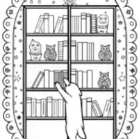 Puppy in the Dreamy Library Coloring Page