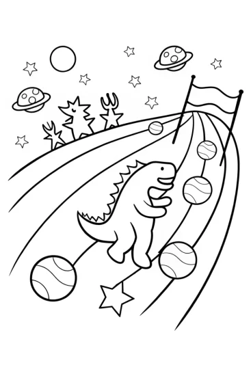 A coloring page of Godzilla’s Galactic Race Coloring Page