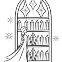 Elsa in her magical ice library