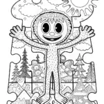 Huggy Wuggy’s Puzzle Piece Adventure Coloring Page