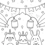 Squishmallow Festival of Lights Coloring Page