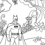 Batman and the Enchanted Garden Coloring Page
