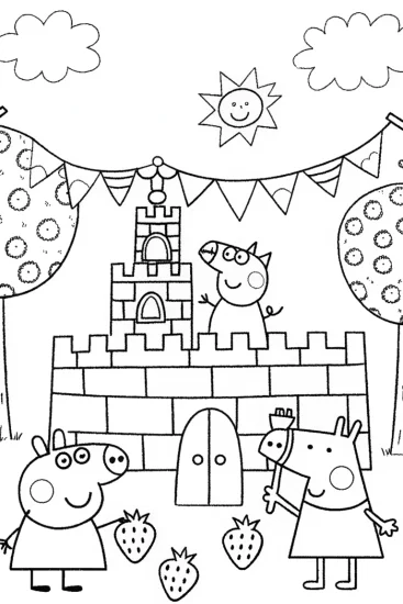 A coloring page of Peppa’s Fantastic Fruit Festival Coloring Page