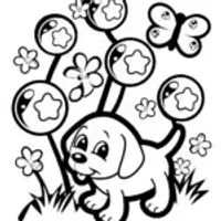 Puppy in a Bubble Maze Coloring Page