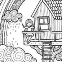 Rainbow Wishes Treehouse Coloring Page