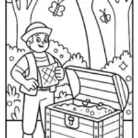 Blippi’s Enchanted Treasure Hunt Coloring Page