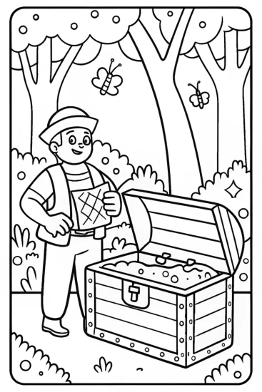 A coloring page of Blippi’s Enchanted Treasure Hunt Coloring Page