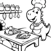 Dino Chef’s Culinary Adventure Coloring Page