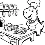 Dino Chef’s Culinary Adventure Coloring Page