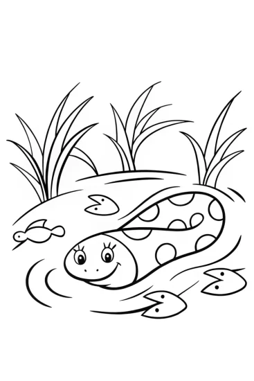 A coloring page of Electric Eels in a Serene Stream Coloring Page