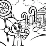 Huggy Wuggy’s Candy Factory Coloring Page