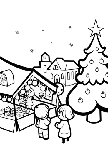 A coloring page of The Christmas Market Surprise