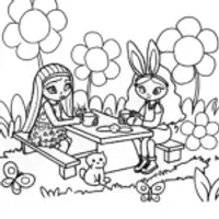 Yasmin and Sasha Fashion Garden Coloring Page