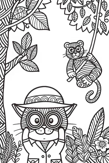 A coloring page of Paws the Cat Explorer Coloring Page