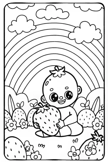 A coloring page of Baby’s Rainbow Garden Adventure Coloring Page