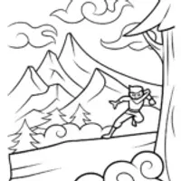 Ninja Adventure in the Mystic Mountains Coloring Page