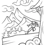 Ninja Adventure in the Mystic Mountains Coloring Page