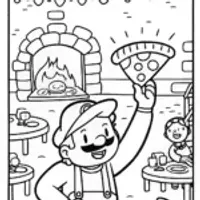 Luigi’s Pizza Party Adventure Coloring Page
