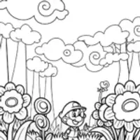 Mario’s Magical Garden Coloring Page