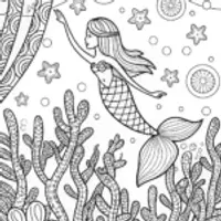 Mermaid’s Celestial Journey Coloring Page