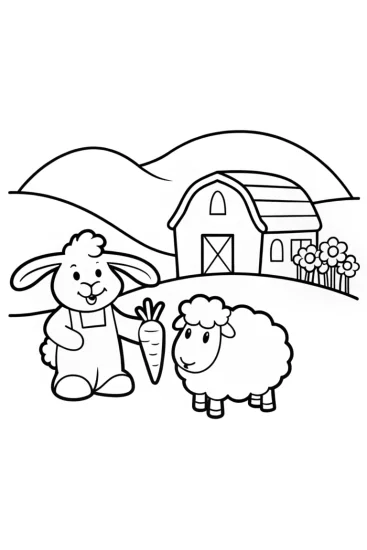 A coloring page of JJ’s Fun Farm Adventure Coloring Page