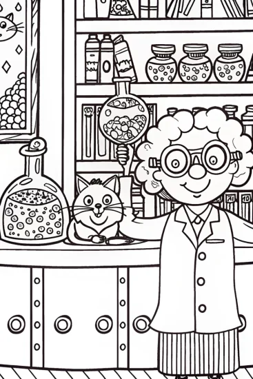 A coloring page of Gabby’s Cat Science Lab Coloring Page