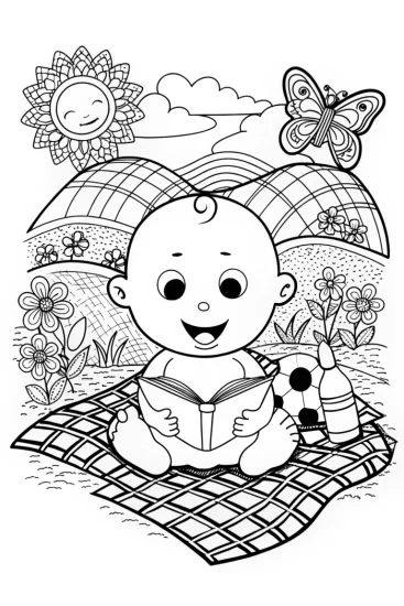 A coloring page of Baby’s First Art Adventure Coloring Page