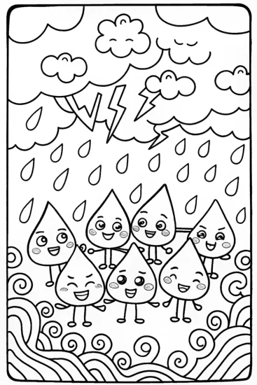 A coloring page of Electrifying Rain Dance Coloring Page
