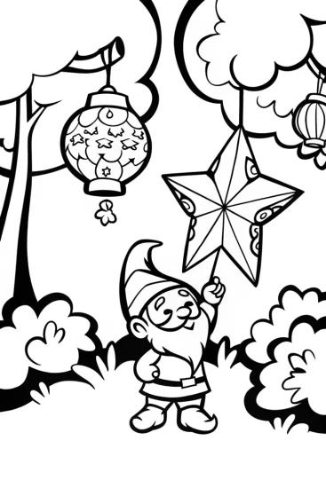 A coloring page of Glimmer the Gnome’s Lantern Festival Coloring Page