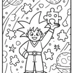 Goku’s Cosmic Puzzle Adventure Coloring Page