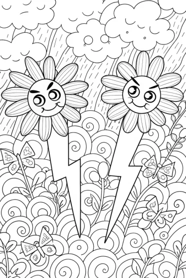 A coloring page of Lightning Bolt Garden Race Coloring Page