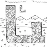 Letter L Coloring Page with a Cute Cat