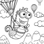 Minion’s Balloon Adventure Coloring Page