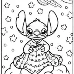 Stitch’s interstellar quilt journey coloring page