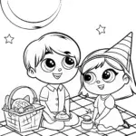 Summer Stars Picnic Coloring Page