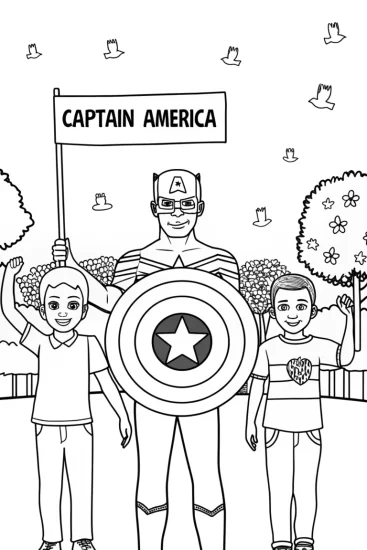 A coloring page of Captain America’s Shield of Peace Coloring Page