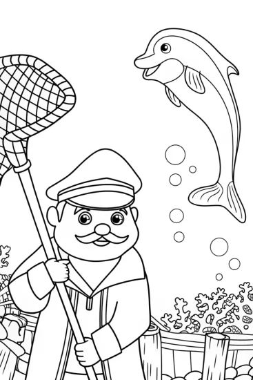A coloring page of Captain Barnacles’ Ocean Conservation Quest Coloring Page