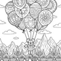 Mickey Mouse’s Dreamy Balloon Adventure Coloring Page
