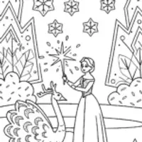 Elsa’s magical ice sculpture garden coloring page