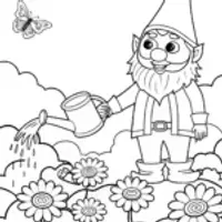 Gnome’s Sky Garden Adventure Coloring Page