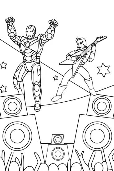 A coloring page of Avengers Talent Show Coloring Page
