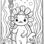 Axolotl Garden Guardian Coloring Page