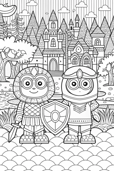 A coloring page of Bluey’s Adventure in Time Coloring Page