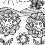 Flower Friends Parade Coloring Page