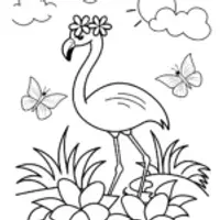Flamingo Fiesta in a Tropical Garden Coloring Page