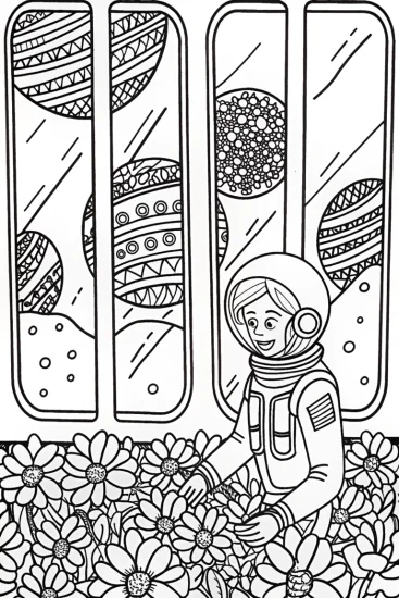 A coloring page of Barbie’s Space Garden Adventure Coloring Page