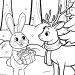 Christmas Gift Exchange with Rabbit and Deer